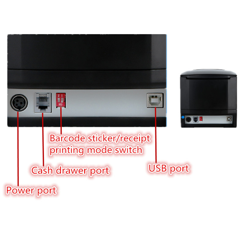 365B Label Barcode Printer USB Bluetooth Connection 80mm Thermal Receipt Bill Sticker Print