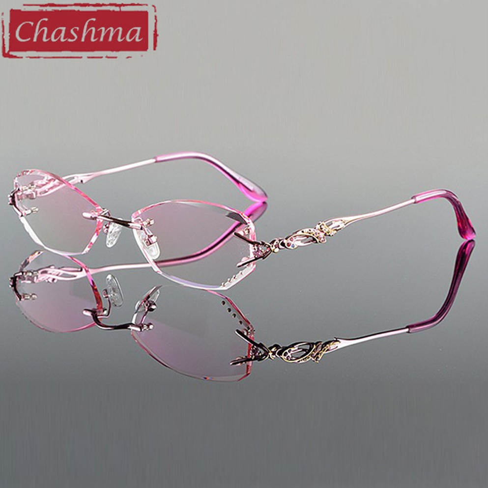 Chashma óculos de leitura com lentes para miopia, óculos de titânio sem armação, corte de diamante