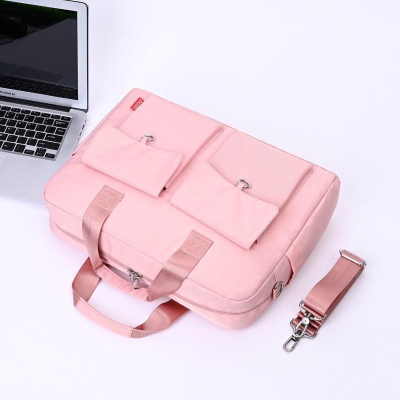 Schokbestendig Waterdicht Vrouwen 14 15.6 Inch Laptop Aktentas Handtas Voor Mannen Grote Messenger Schoudertas Werk Handtas: Pink