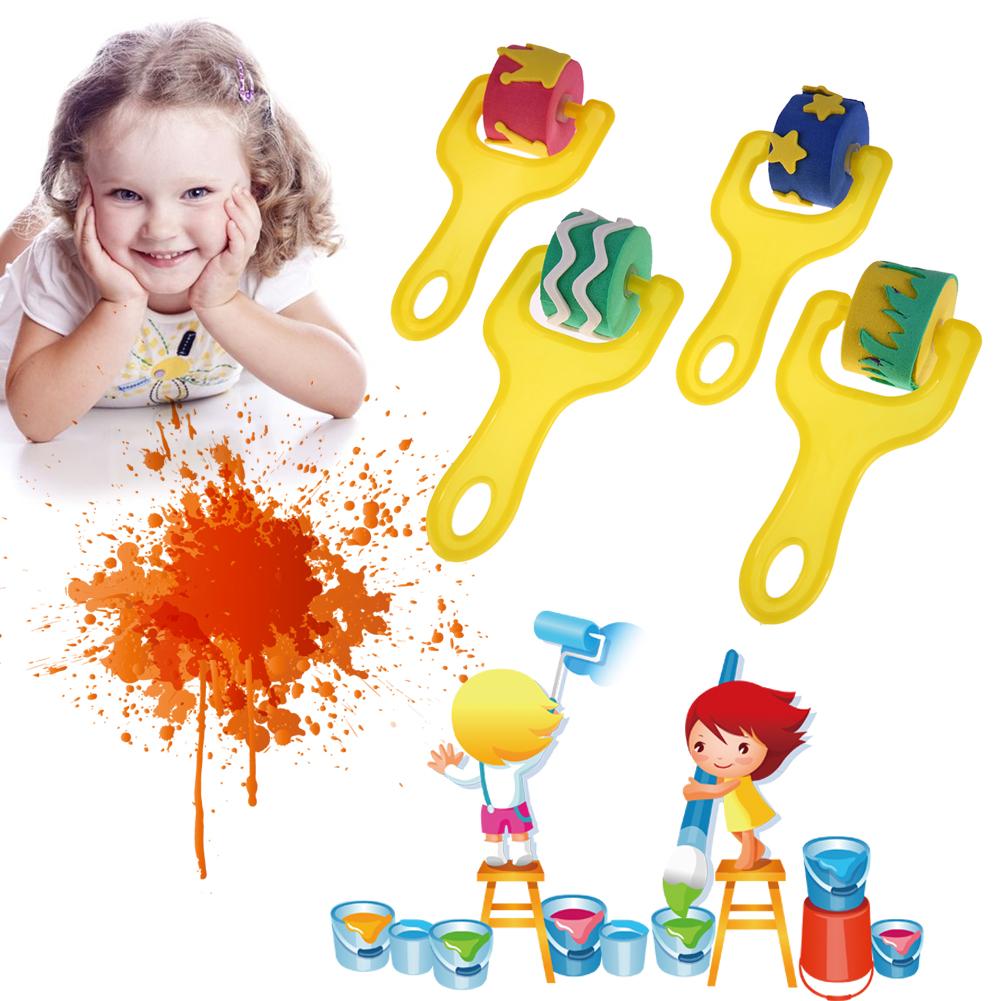 4Pcs Tekening Speelgoed Spons Kwast Zegel Schilderen Educatief Speelgoed Voor Kinderen Diy Graffiti Spons Borstels Grappig Speelgoed Art levert