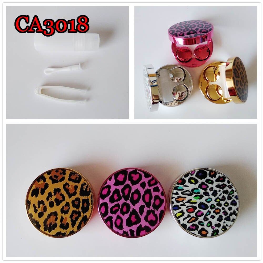 Étuis pour lentilles de Contact léopard Sexy avec miroir boîte à robe animale pratique étui à lentilles de Contact sac d'économie CA3018
