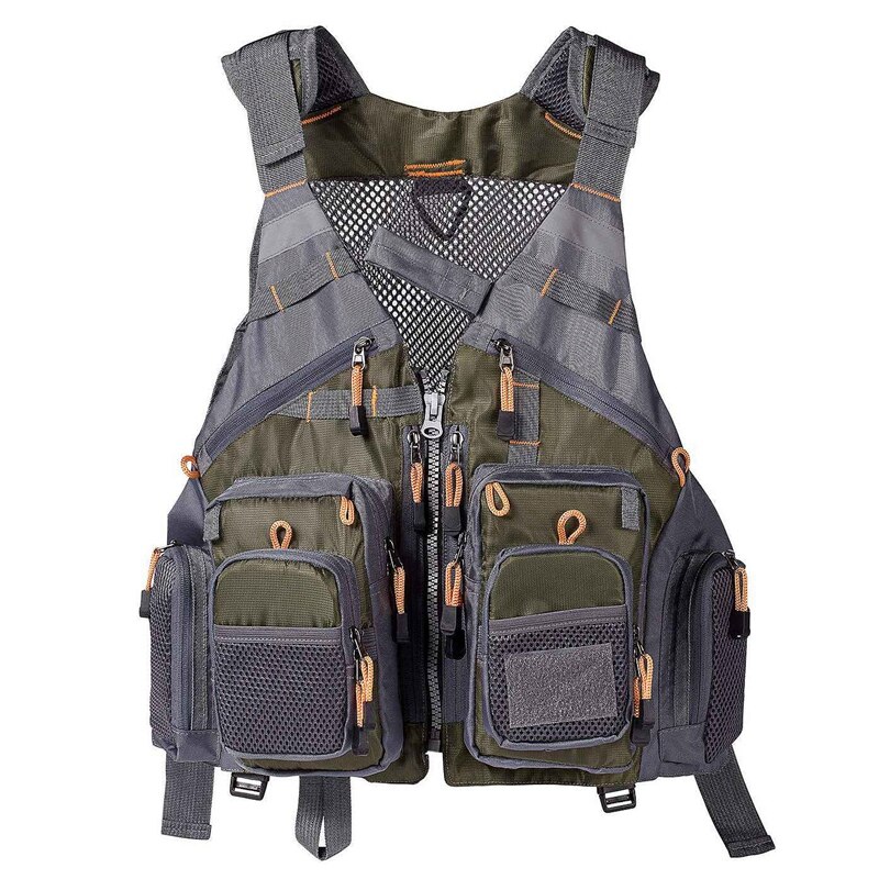 Fly Fishing Mesh Vest Jacket Life Vest Adjustable Strap for Men and Women for Fly Bass Fishing and Outdoor Activities: Green