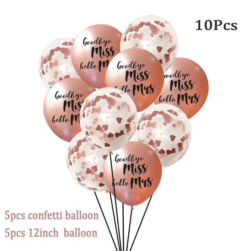 10 stk farvel miss hej fru balloner hjerte konfetti ballon bryllupsdekoration bachelorette høne fest oppustelig helium ballon: 10 stk