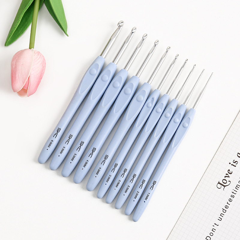 Gancho de ganchillo de 1,5 MM-6MM, ganchos de aluminio ergonómicos con mango suave con 10 tamaños para manualidades DIY, suministros de ganchillo para tejer