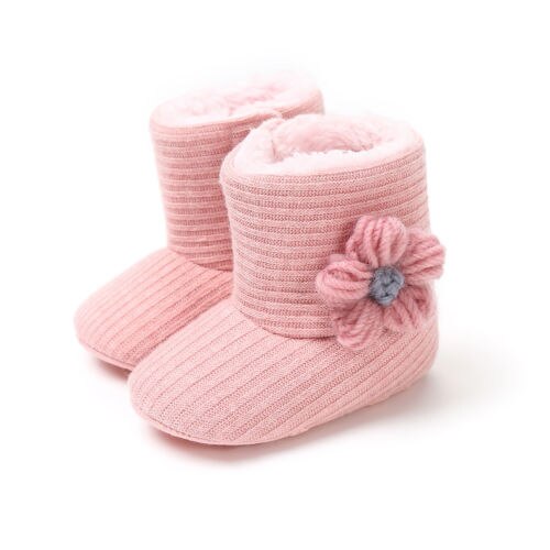 Botas de lazo para bebé recién nacido, zapatos de invierno cálidos informales de suela blanda para niña pequeña de 0 a 18M