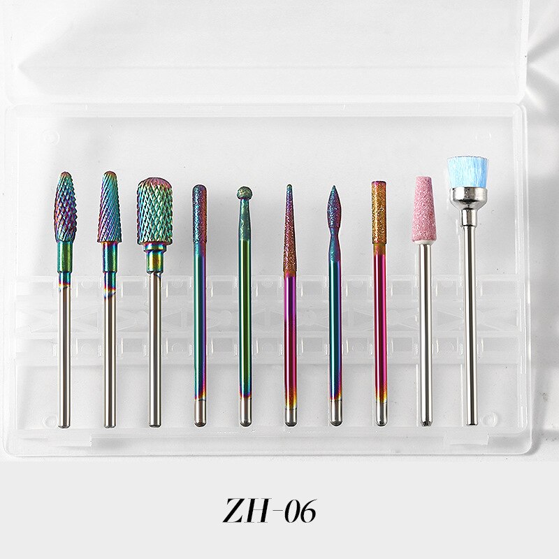10pcs/box Nail Cone Tip Ceramic Drill Bits Electric Cuticle Clean Rotary For Manicure Pedicure Grinding Head Sander Tool: F