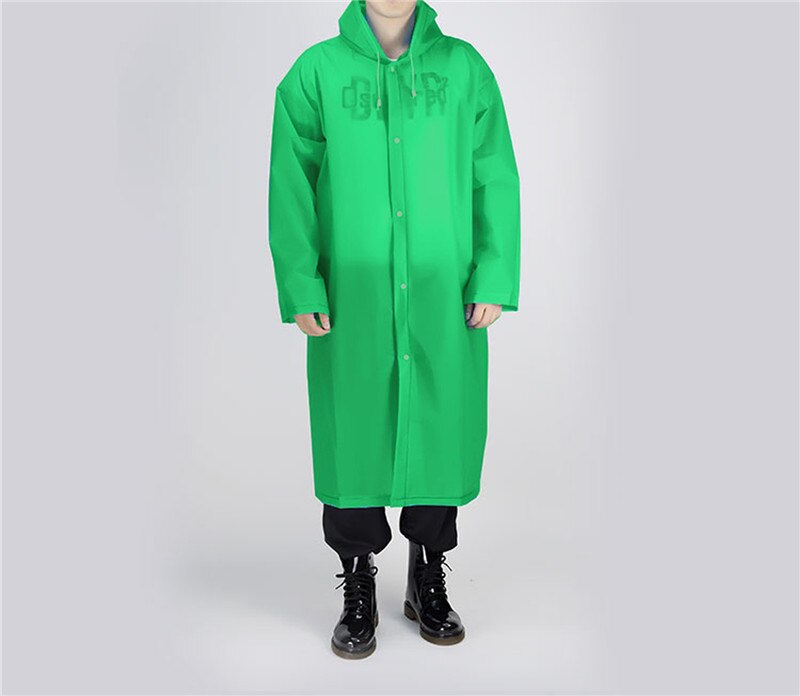 Chubasquero transparente impermeable para hombre y mujer, abrigo grueso para la lluvia, para exteriores, Camping, viaje, Sudadera con capucha, Ponchos, 145-190cm: Verde