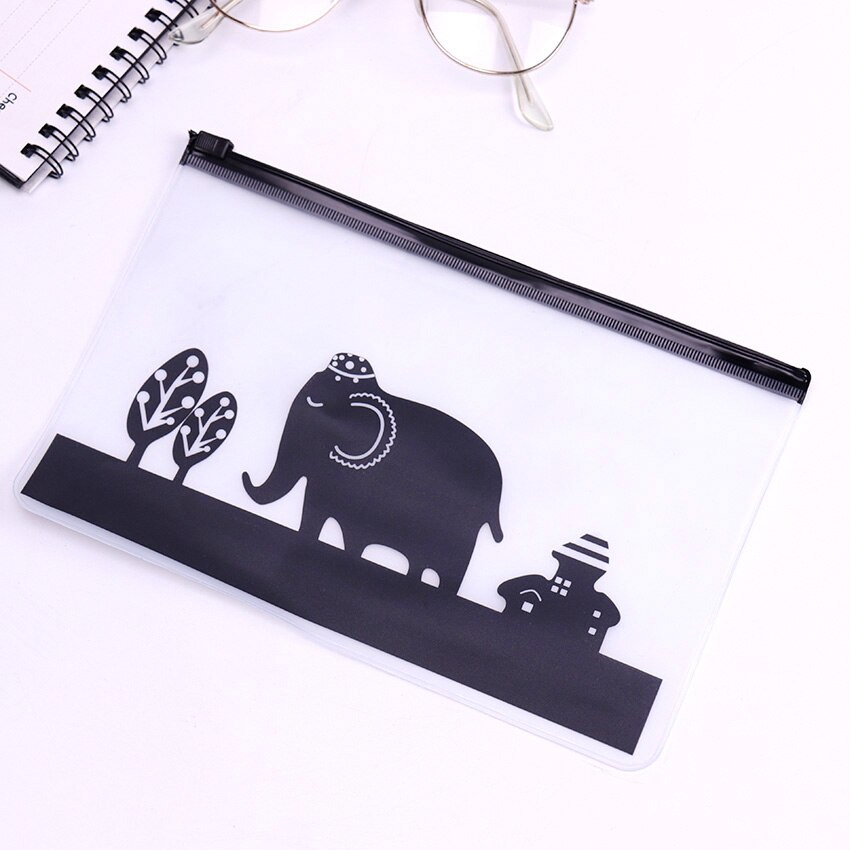Cartuchera de PVC transparente de animales de dibujos animados material escolar para niños papelería lindo matorral caja de lápices estuche cartuchera: Elephant