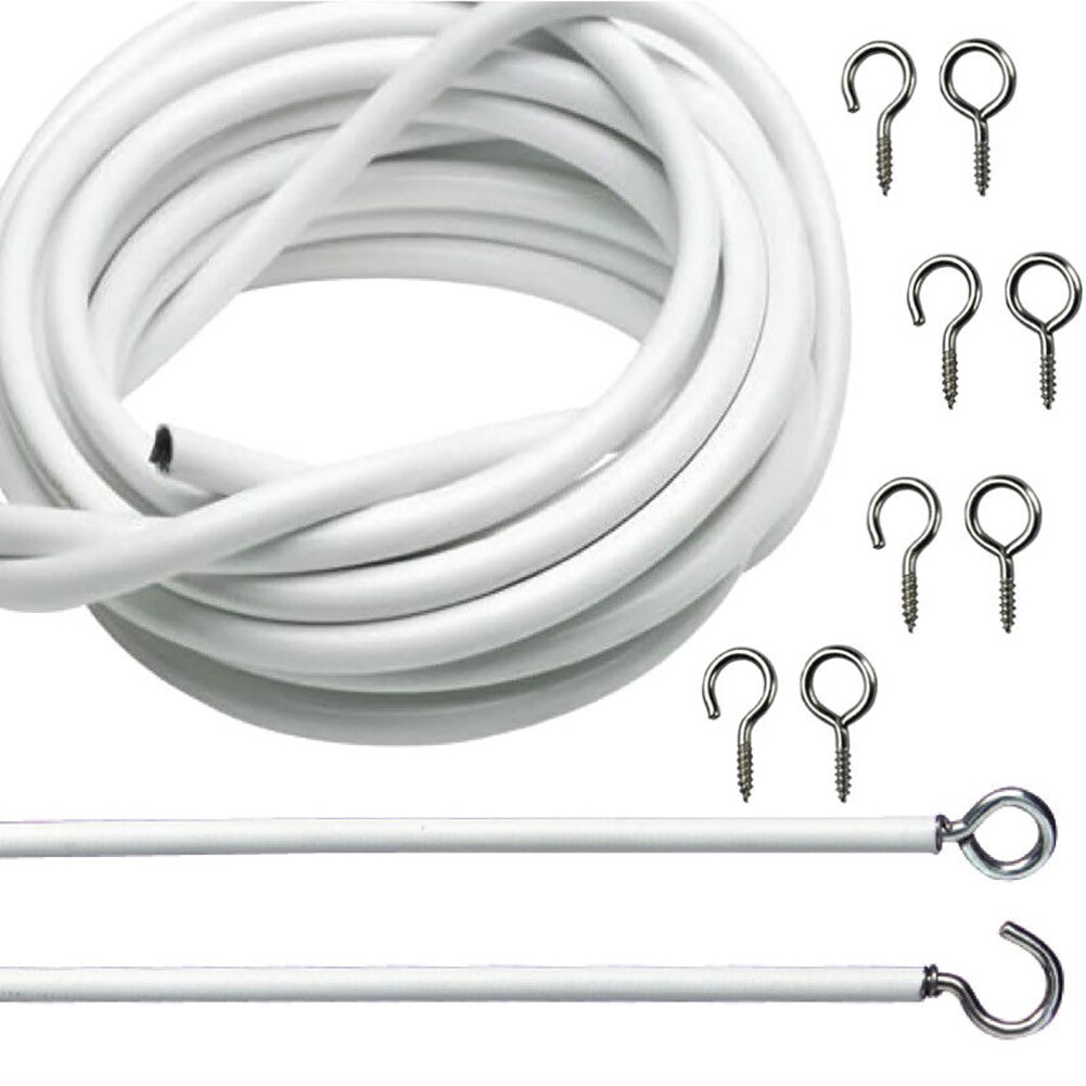 Cable de cortina para ventana de Boutique, Kit práctico de 2/5 metros, con ganchos de 4/6 pares y accesorios de decoración de cortinas