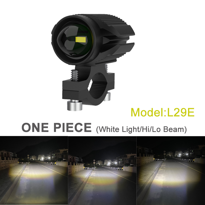 Faro LED Universal para motocicleta, lente de proyector de doble Color para ATV, Scooter, conducción para Cafe Racer, lámpara de foco auxiliar: Gris