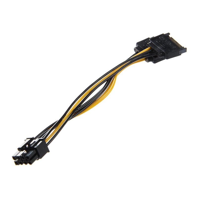 Dual 15 Pin SATA Male to PCIE 8Pin(6+2) Male Video Card Power Cable: Default Title