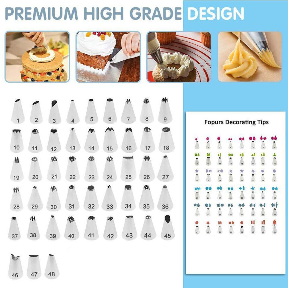 69Pcs Cake Decorating Kit Supplies with Revolving Cake Turntable Decorating Pen Tips Icing Smoother Coupler Baking Set