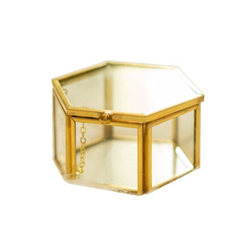 Geometrische Clear Glazen Sieraden Doos Vrouwen Sieraden Storage Case Houder Tafelblad voor Ring Ketting Oorbellen Armband Display