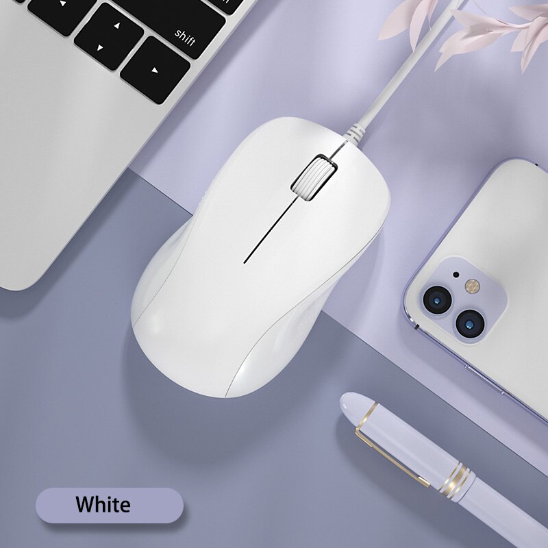 Universal Usb Wired Ergonomic Mouse Computer With Cable Mice For Laptop Pc Business Home Office Game Optical 1200dpi Pink Mouse: Pure White