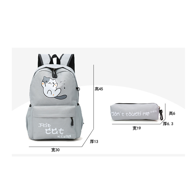 Leuke Cartoon Kat Schooltassen Tiener Meisjes Rugzak Voor Vrouwen Schooltas Effen Nylon Student Schooltas Tiener Casual Boekentas