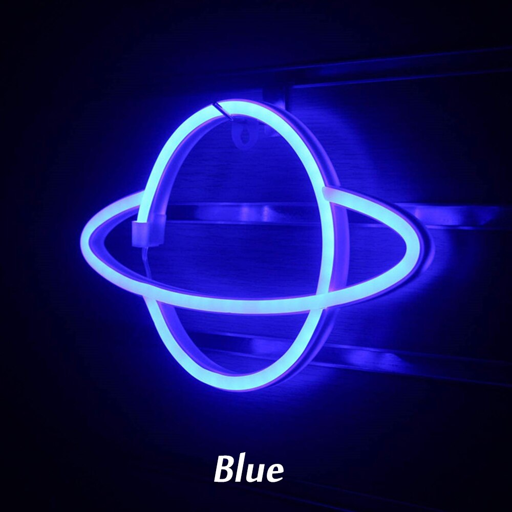 Led neonlys skilte elliptisk planet neon lampe batteridrevet natlys soveværelse hængende væg dekoration fest værelse dekoration: E