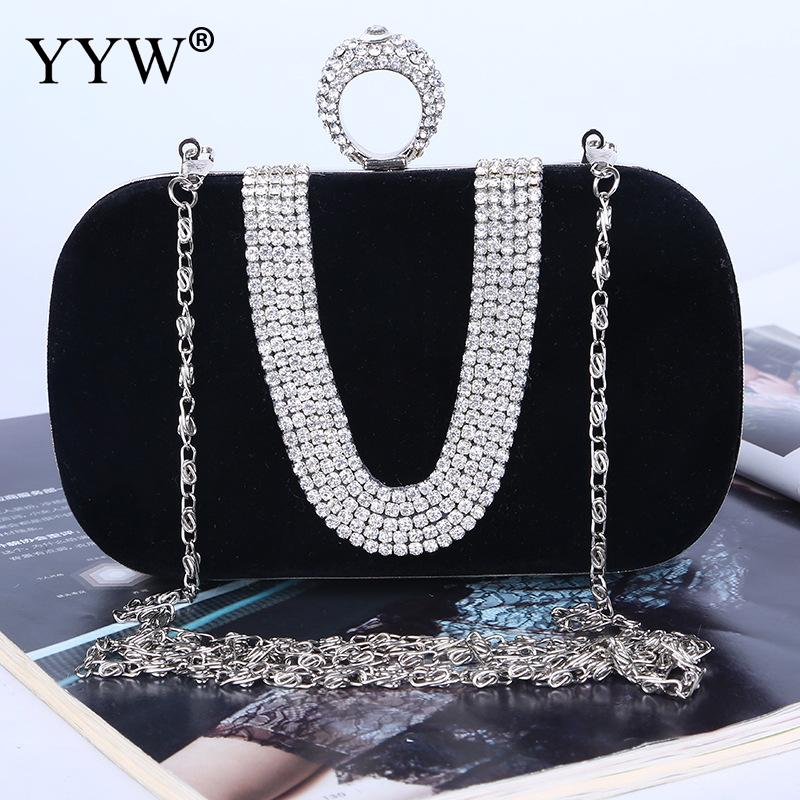 YYW Pochette sac à bagues avec strass | Sac à main et Pochette Vintage pour femmes, Pochette pour Banquet soirée et fête: black