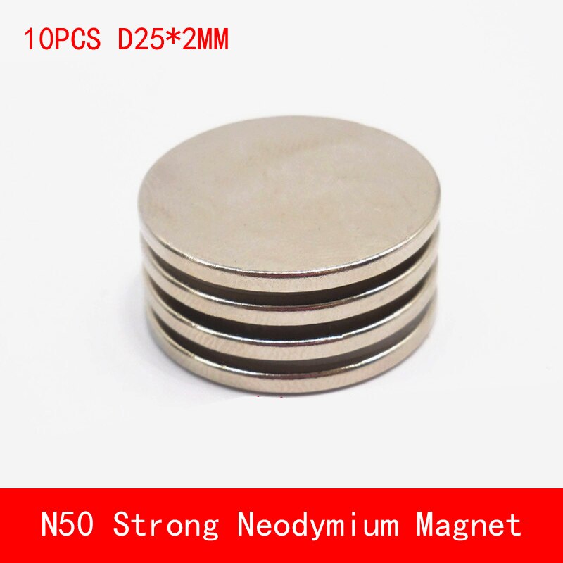10 STKS D25 * 2mm ronde N50 Sterke magnetische kracht zeldzame aarde Neodymium magneet diameter 25X2 MM