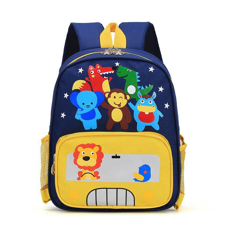 Mochila ligera con estampado para niños, morral escolar con dibujos animados del mundo, impermeable: Yellow Animal