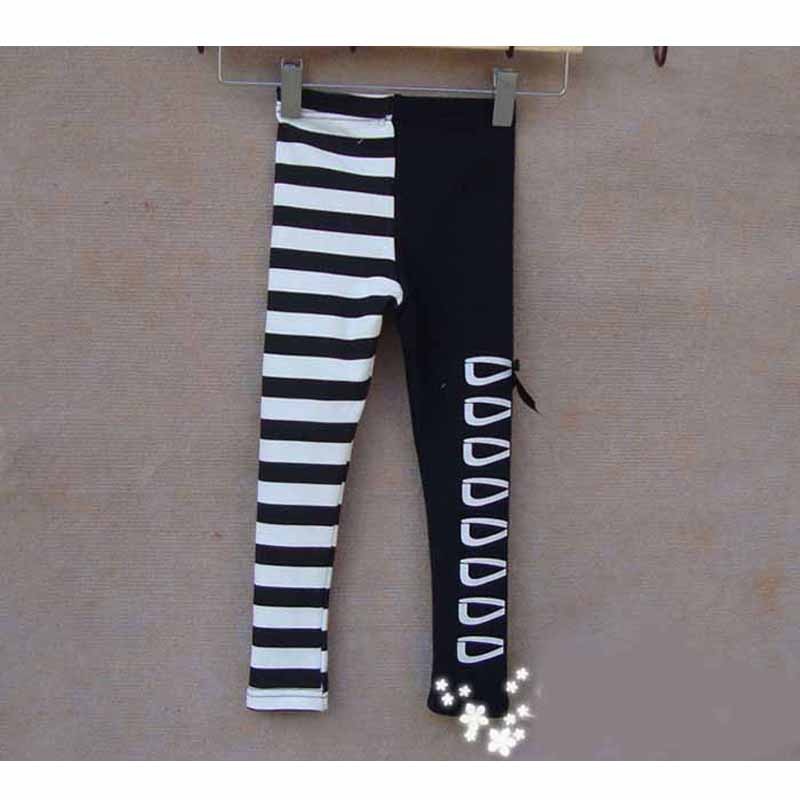 Leggins para niñas de primavera y otoño, pantalones bonitos para niñas, pantalones a rayas blancas y clásicas con lazo para 2 ~ 7 años