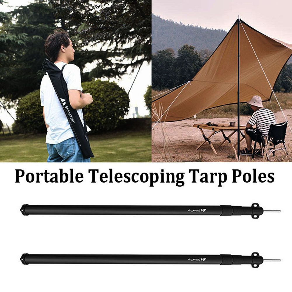2pcs 2 Colors Telescoping Adjustable Lightweight Tarp Poles Outdoor Tool Camping Hiking Equipment Tent Rod