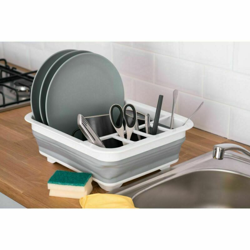 Foldable Collapsible Washing Up Bowl Dish Drainer Draining Folding Water Reusable Camping