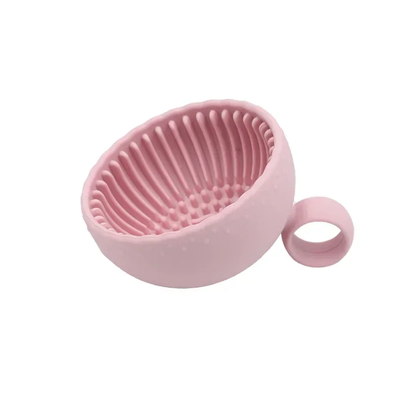 Silicone Makeup Brush Cleaner Folding Powder Puff Cleaning Bowl Eyeshadow Brushes Washing Soft Mat Beauty Tools Scrubber Box: Ivory