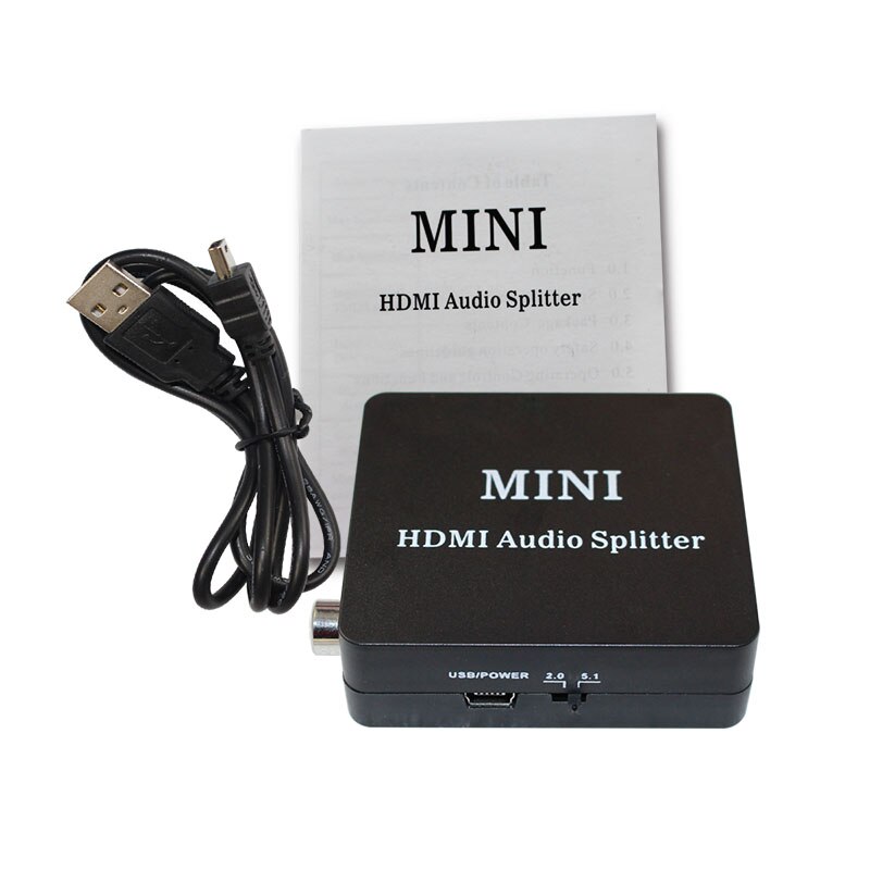 1PCS Converter HDMI to HDMI SPDIF COAXIAL EARPHONE 2CH/5.1CH Audio Extractor Converter Audio Splitter With Usb Cable