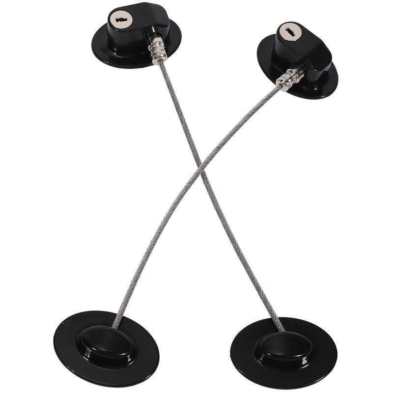 2 Pieces Refrigerator Door Lock Strong Adhesive Freezer Door Lock File Drawer Lock Child Safety Cupboard Lock with Key