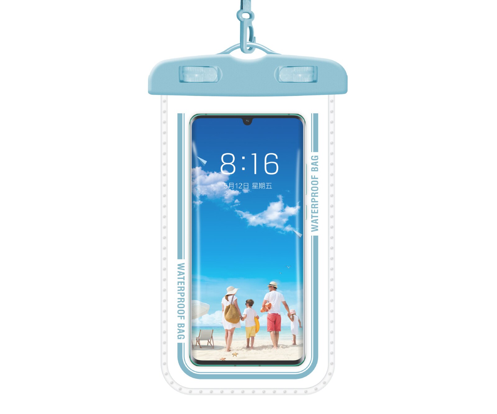 Funda de teléfono impermeable natación Airbag buceo flotante bolsa del teléfono móvil titular bolsa seca por debajo de 7,2 pulgadas Bolsa de playa anticaída: Blue
