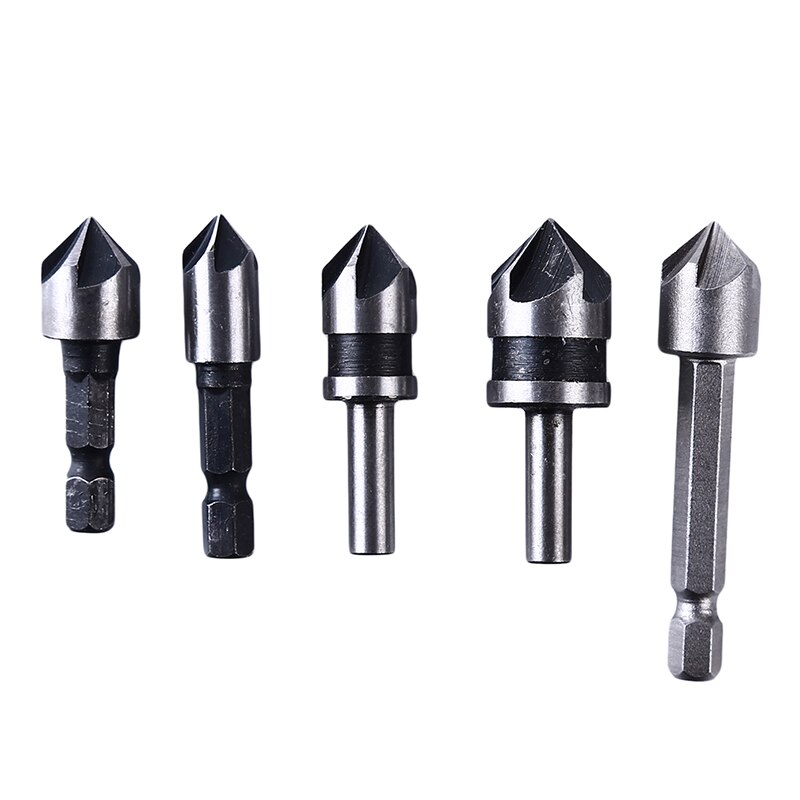 5Pc Industriële Verzinkboor Boor Set 5 Teller Wastafel Houtbewerking Boren Metalen Werken Afschuining Afkanten Cutter: 5PCS
