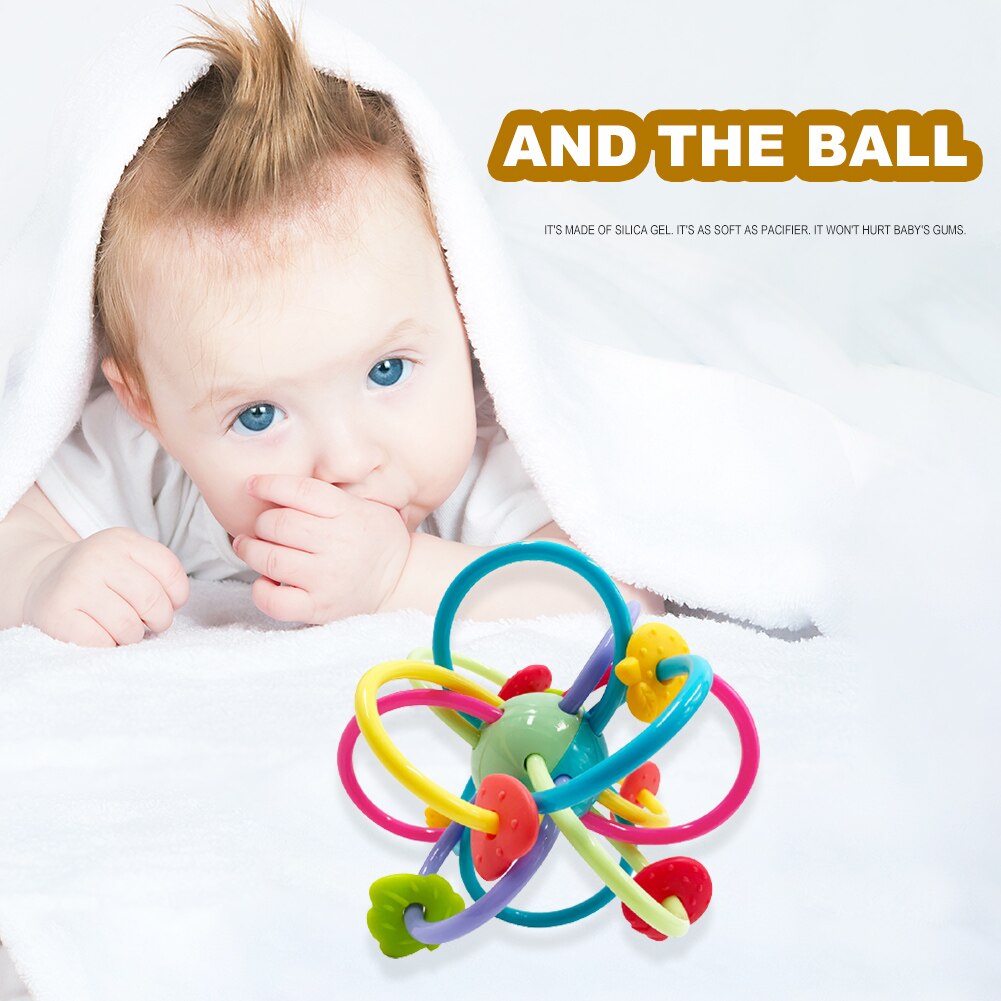 Baby Teether Hand Grasping Ball Soft Early Education Handbell Toys Molar Ball Puzzle Toy Rattle Resistance-Bite Handbell Appease