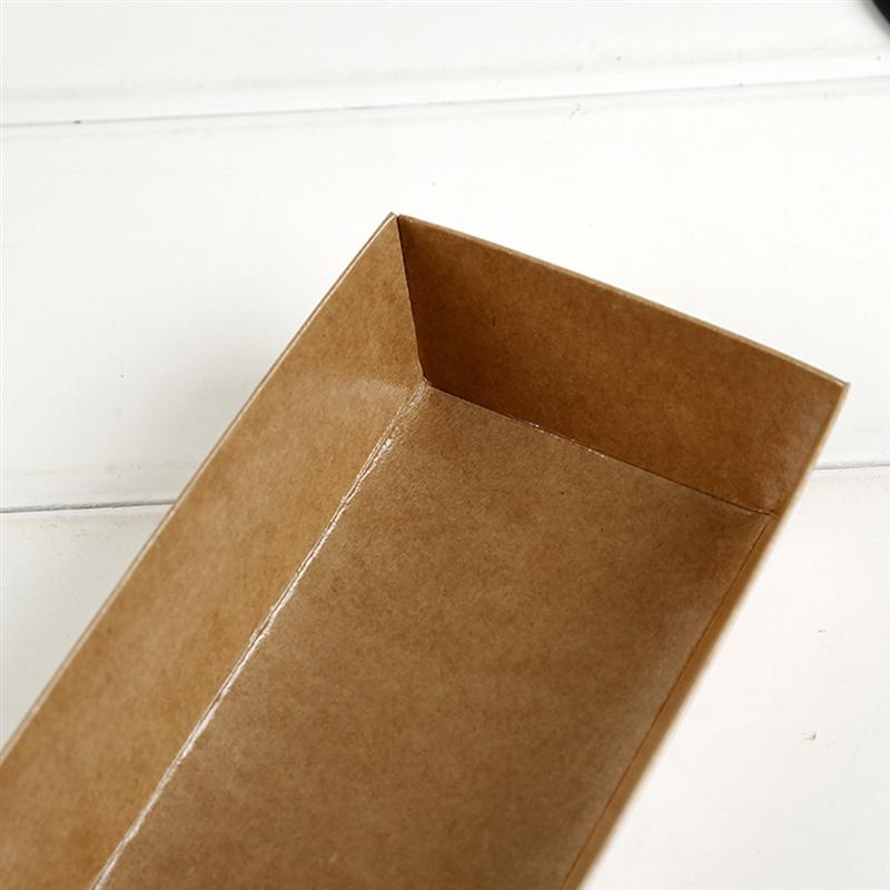 10PCS Rectangular Kraft Paper Sandwich Wrapping Boxes Cake Bread Snack Bakery Packing Box with Plastic Clear Lids