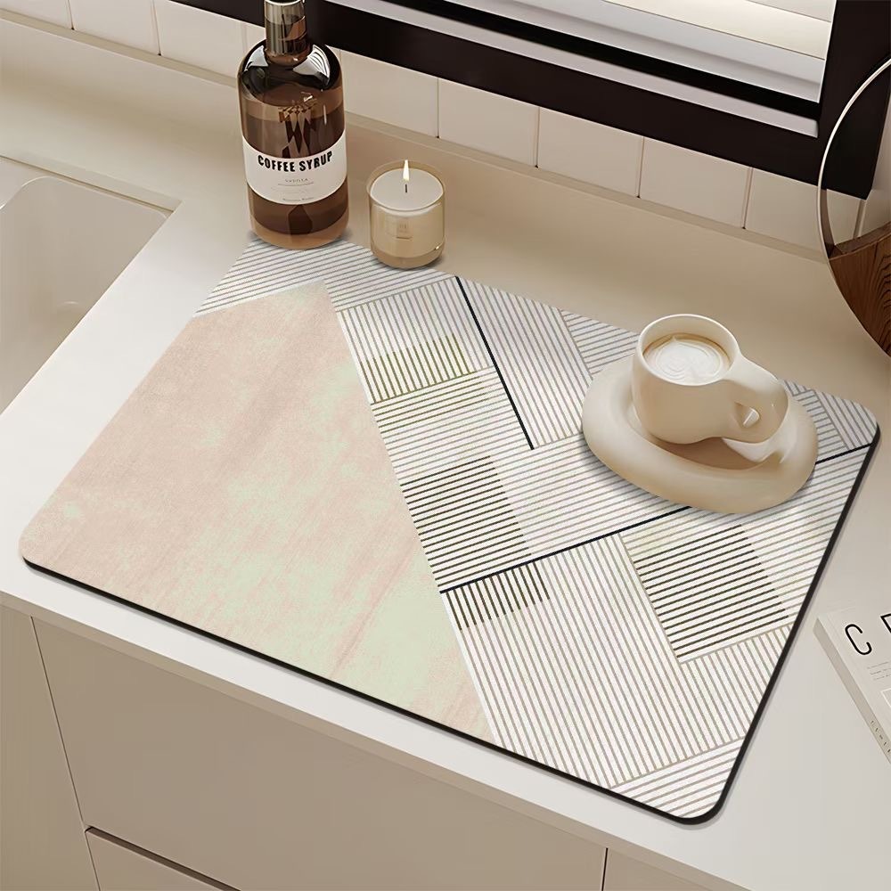Minimalist Dish Drying Mat Counter Drainer Rack Pads Dining Table Absorbent Drain Pad Kitchen Tableware Placemat Bath Door Rugs
