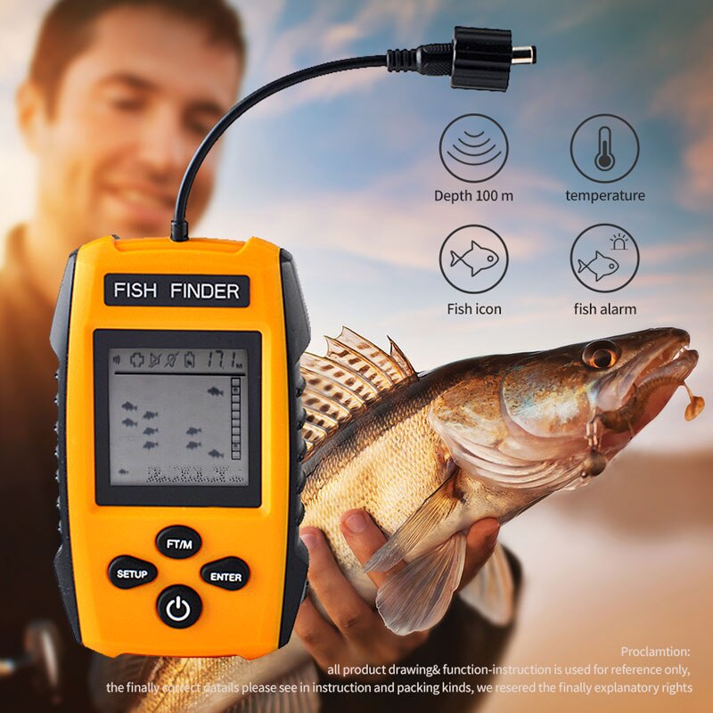 Erchang-Localizador portátil de peces TL88E, 9M, cable, ecosounder, alarma, profundidad de 0,6-100m, transductor, Sensor Sónar para pesca