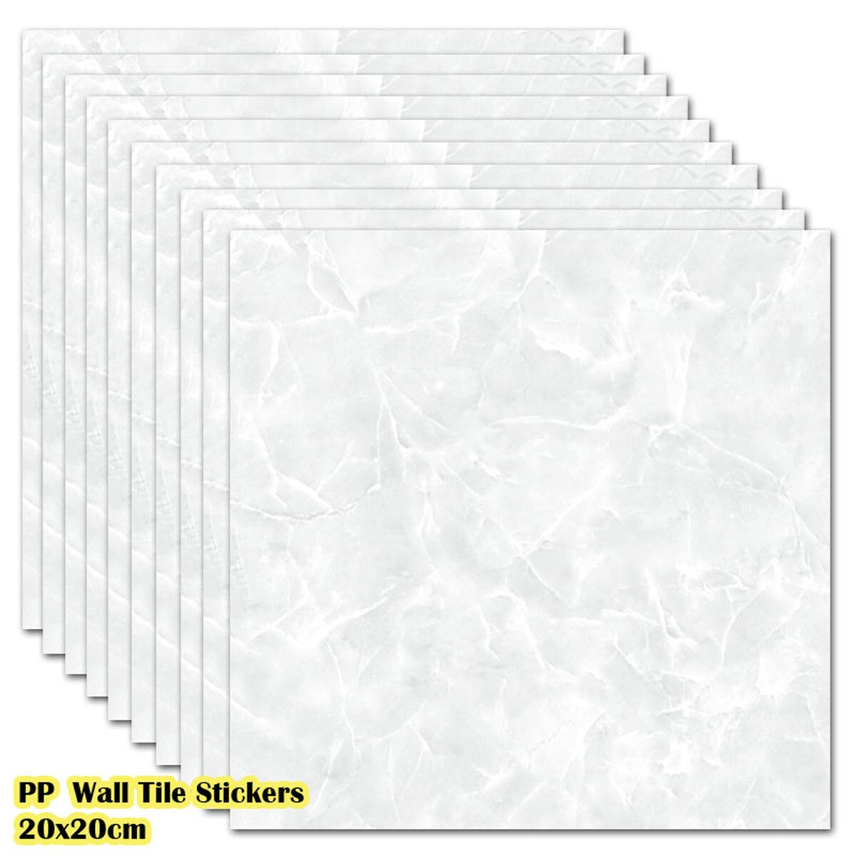 10Pcs Marble Effect Tile Sticker Self-adhesive Waterproof PP Kitchen Bathroom Non-slip Background Wall Decorative Wall Stickers