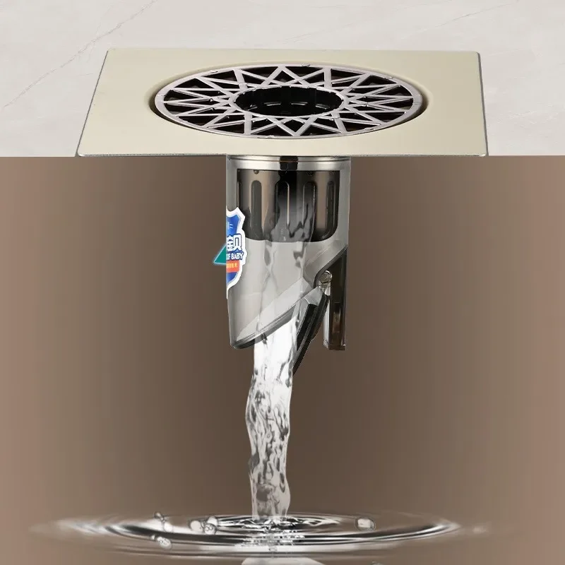 Desagüe de suelo de ducha cuadrado de acero inoxidable con cubierta de filtro extraíble, escurridor de bañera, rejilla de residuos para accesorios de cocina y baño