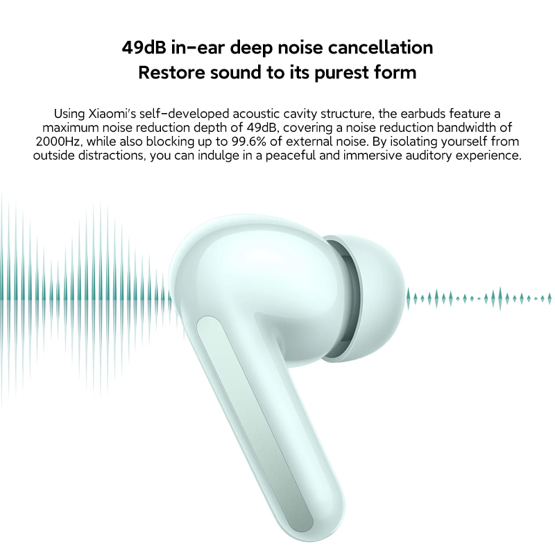 Xiaomi Redmi Buds 6 Global Version Up to 49dB active noise cancellation Up to 42 hours of listening with charging case