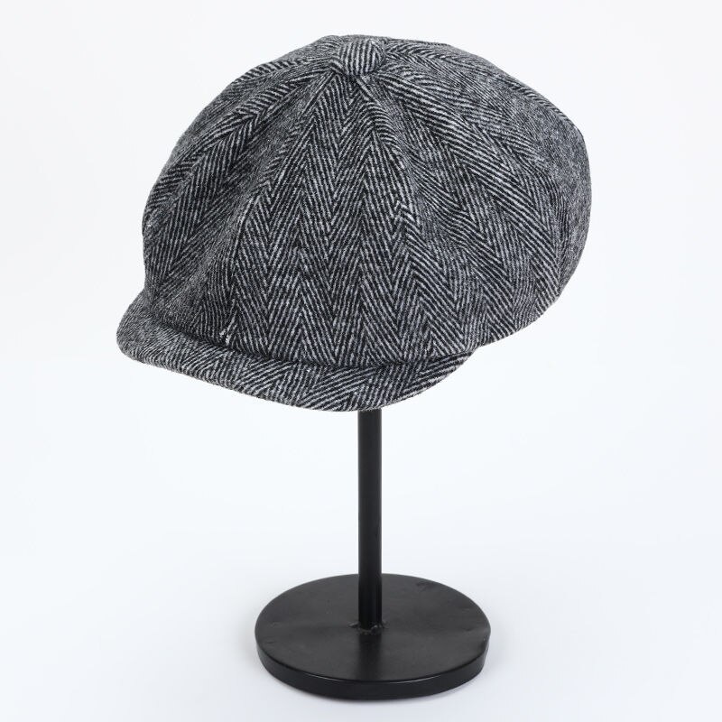 De sombrero maldito gangster octogonal sombrero retro británico vendedor de periódicos sombrero hombre gorra plana para hombre y mujeres pintor sombrero: Gris oscuro
