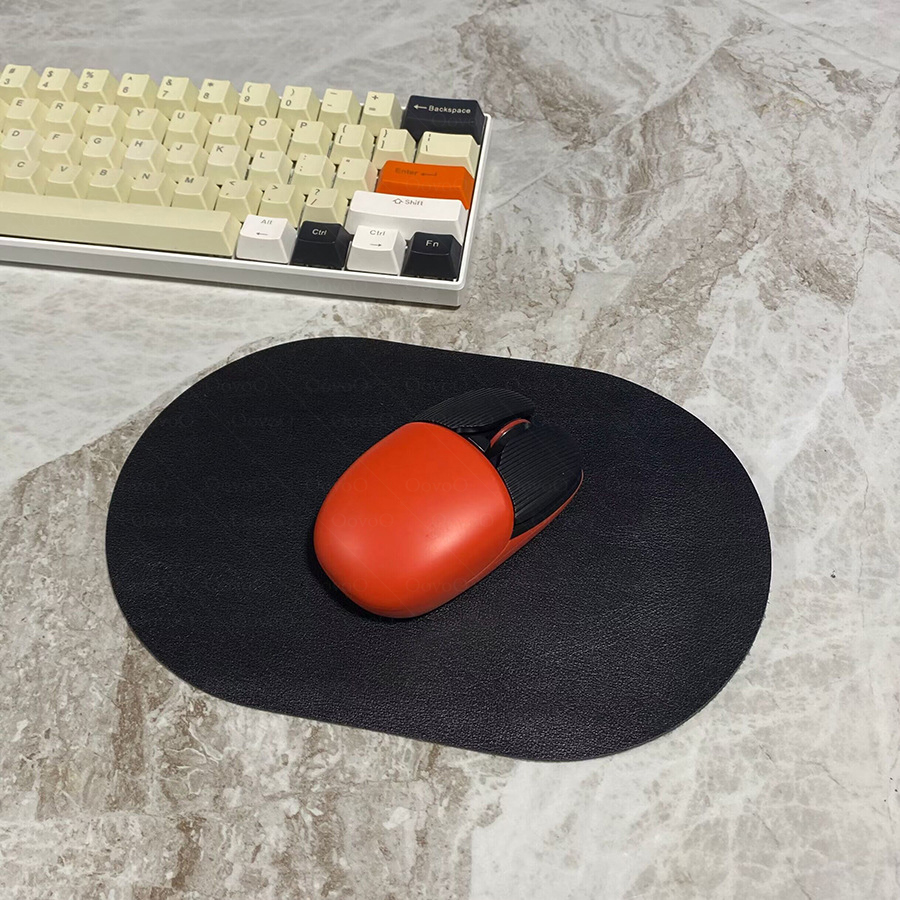 Oval small Mouse Pad Single-sided Solid Color Universal Non-slip Pad Mouse Pad Suitable for Laptop Office Leather Gaming Mouse P: black