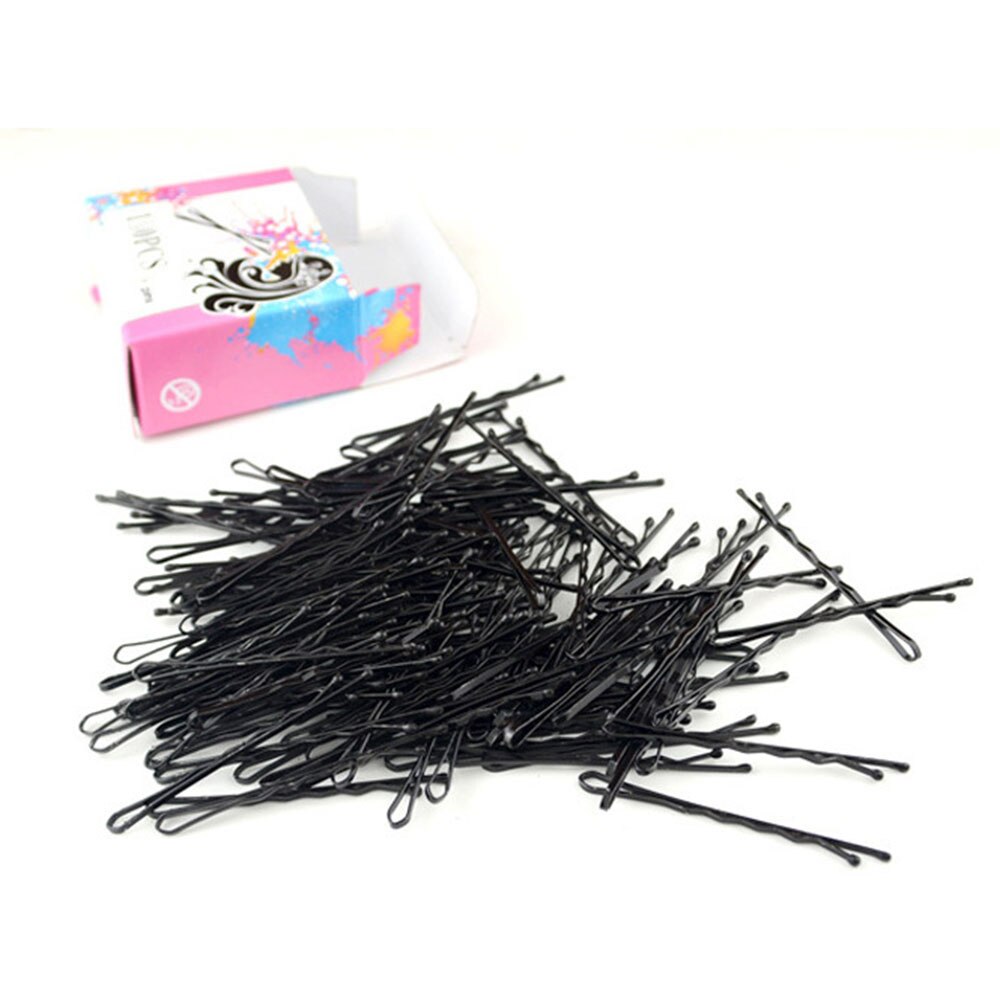 Lote de 100 Uds. De Clip pequeño para el pelo, horquilla negra con Forma de palabra de alambre que contiene pinzas para el cabello para mujer, accesorios de estilismo
