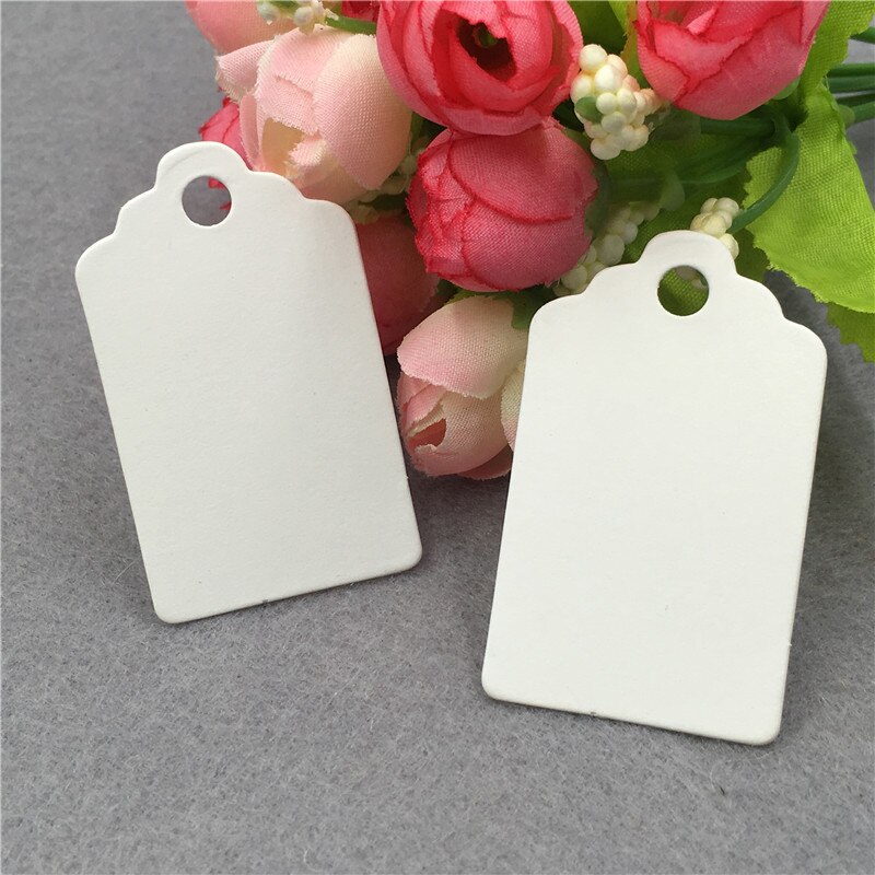 100 stuks hoofdlabel, blanco, diy label, touw, kledingstuk, bruiloft, verjaardag, festival, feestdecoraties, op maat gemaakte kraftpapieren kaart met touwtjes: Wit