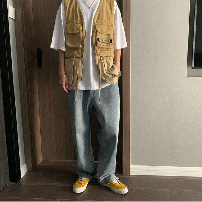 Men Jeans Spring Summer Casual Streetwear Baggy Denim Trousers Wide Leg Plus Size 5XL Patchwork Harajuku Hip-hop Ulzzang