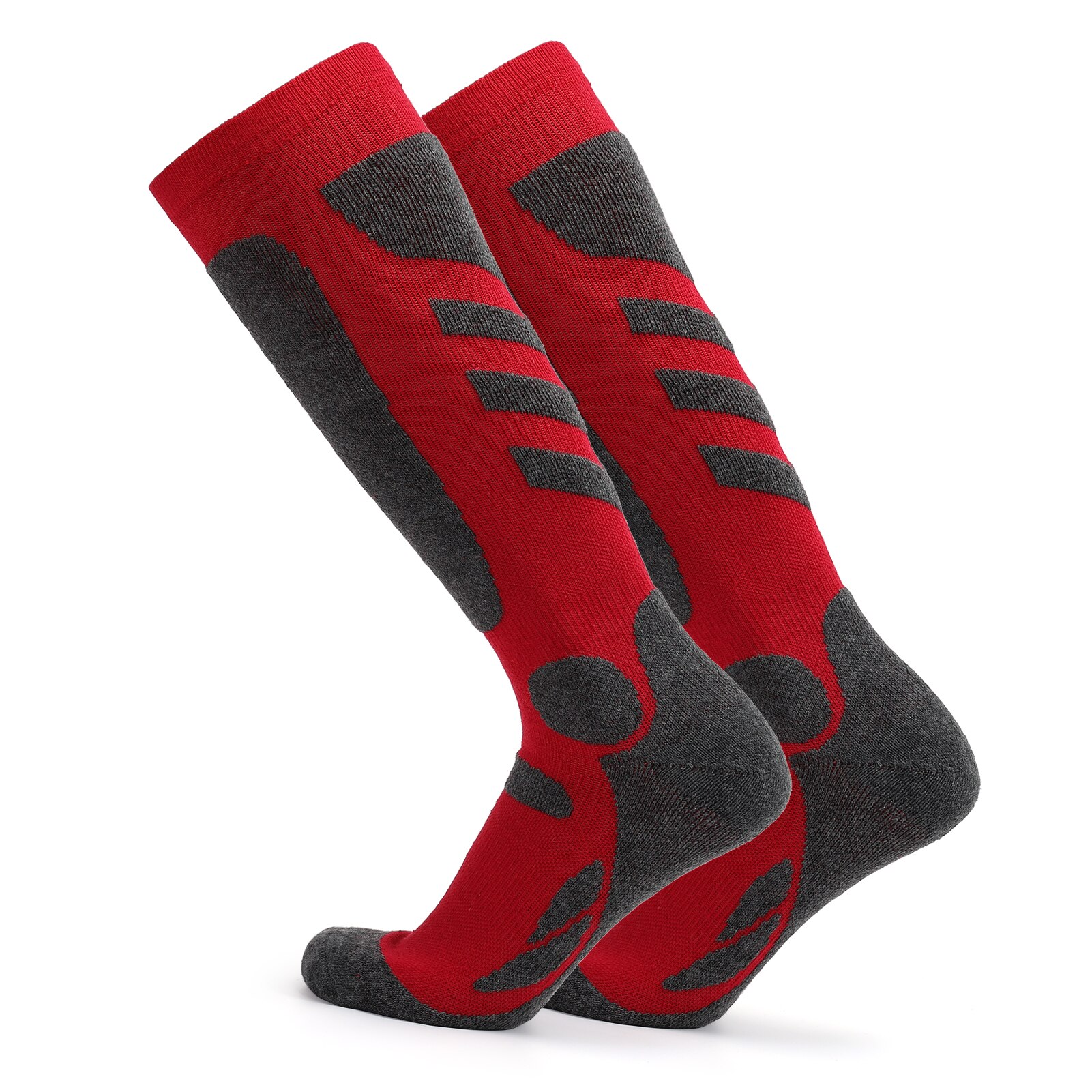 Lixada 2 Pairs Mannen Sport Sokken Professionele Ski Sokken Dikke Gebreide Winter Athletic Kousen Outdoor Ademend Snelle Droge Sokken: Rood / L