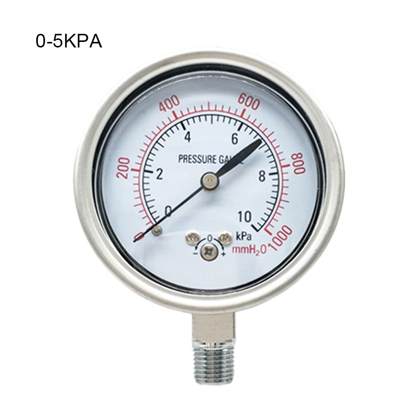 YE-60 Diaphragm Pressure Gauge Pointer Vacuum Stainless Steel Housing Micro Pressure Gauge Kilopascals for Natural Gas: 0-5kpa