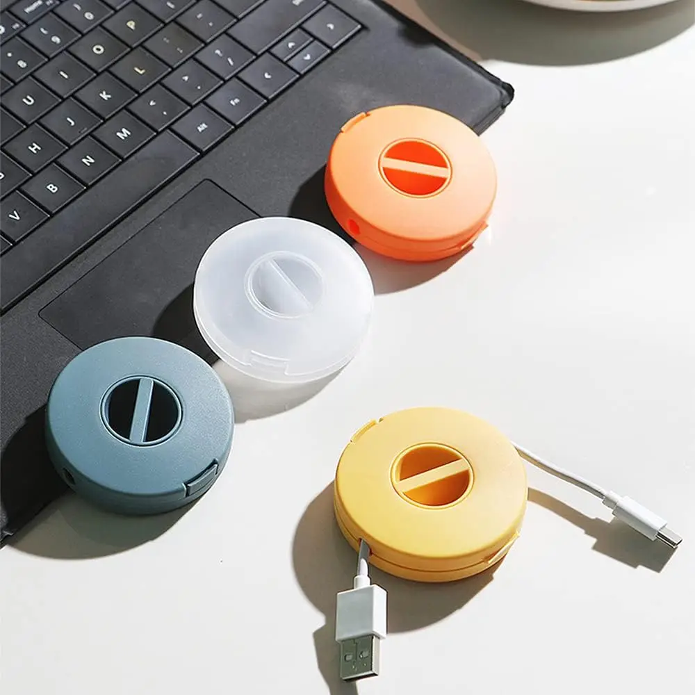 Cord Organizer Portable Charger Cords Holder Round Storage Cable Winder Retractable Cables Management for Home Office Classroom