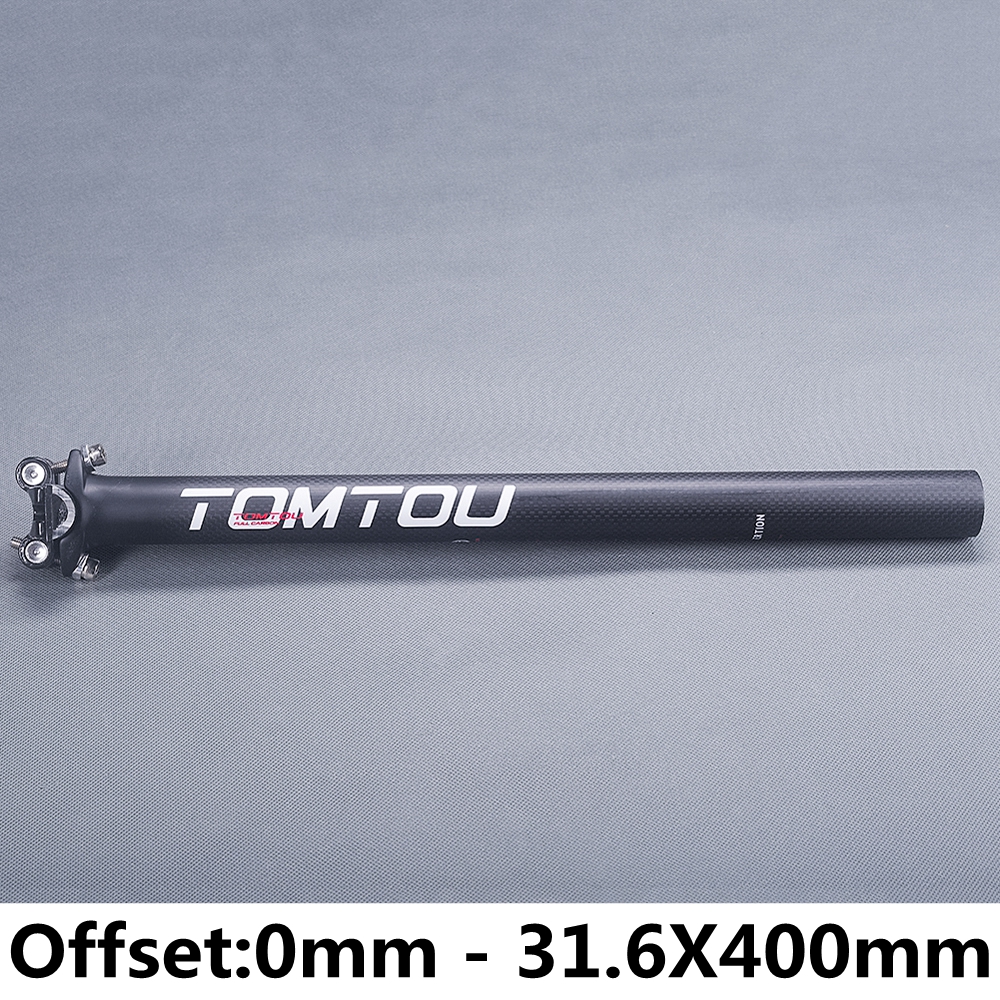 Tomtou carbonvezel fietszadelpen fietsonderdelen 3k mat wit offset 0mm 5mm 20mm diameter 27.2mm 30.8mm 31.6mm: 0mm 31.6 x 400mm