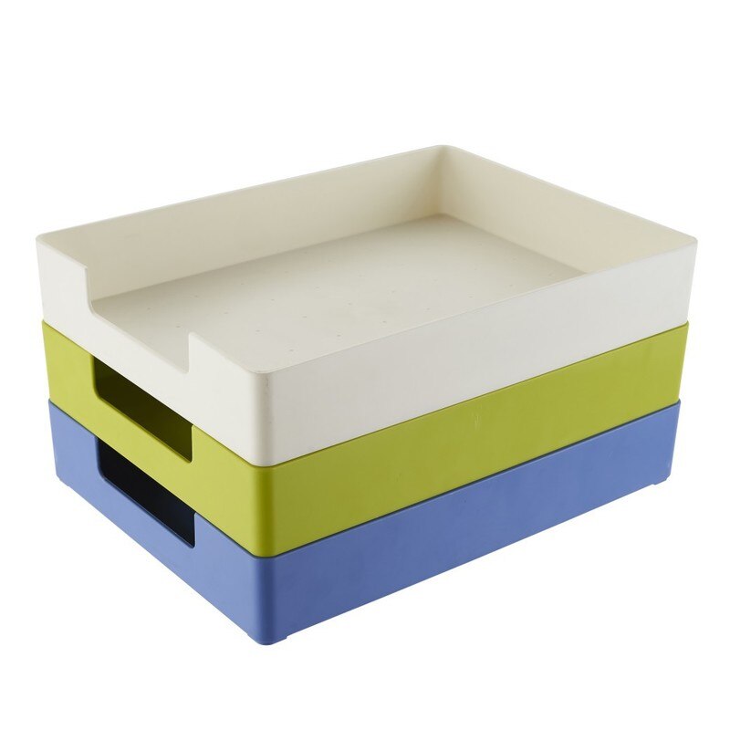 Blauw Groen Wit Bureau Bestand Document Papier Trays Magzine Houder Plastic Boek Houder Organizer Voor Desktop Opslag Kantoor Suppiles