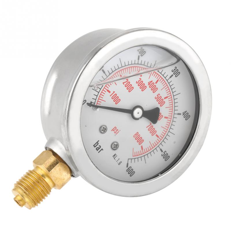 Portable 0-600Bar/0-8500Psi Double Scale Dial Gauge Hydraulic Water Pressure Gauge Meter Measuring Tool G1/4" Thread Manometer