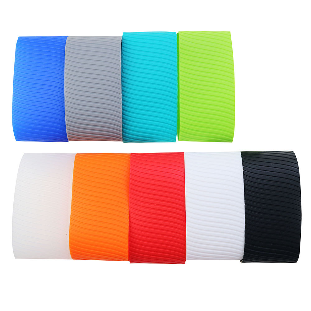 1Pc Siliconen 8Cm Warmte Geïsoleerde Cup Mouw Strepen Anti Slip Wraps Voor Mokken Keramische Glazen Waterfles Thermostabiliteit Geurloos